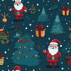 christmas pattern with santa claus