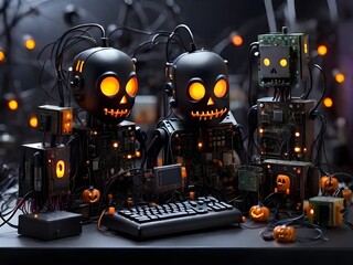 Haunted Circuit Board: Halloween Tech Spectacle Generated by AI
