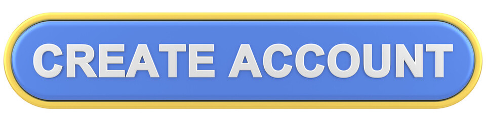 Create account button. 3D illustration.