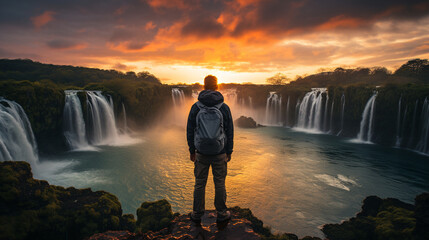 A person witnessing a breathtaking natural phenomenon, eyes wide with awe and wonder.