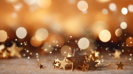 Fototapeta na wymiar Shimmering Holiday Stars on Bokeh Background for Festive 2019 Calendar or Card