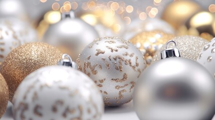 Shimmering Christmas Ornaments on a Blank Canvas Banner: A Festive Generative AI Stock Image