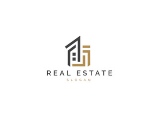 Real estate logo icon modern simple vector symbol home. Building construction, property or business concept for company. Creative design element.