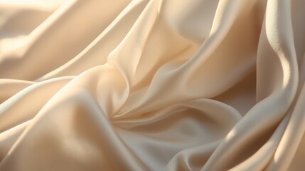 Obraz premium Beige linen fabric texture with folds and natural generative ai