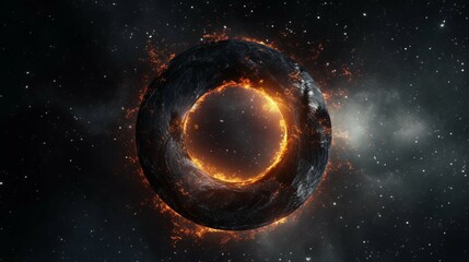 Naklejka premium Black hole over star field in outer space abstract generative ai