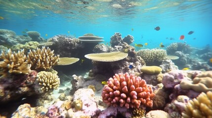 Obraz na płótnie Canvas Bleached Hard Table Coral Acropora Bleaching generative ai
