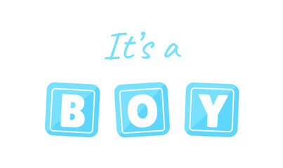 it's a boy for gender party. Baby shower.Hand drawn calligraphy and brush pen lettering. Expecting a baby. Pregnancy. Vector illustration