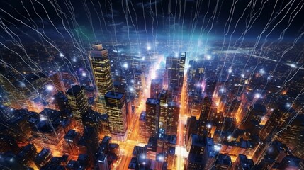 city which is conected with fiber optic cables going generative ai