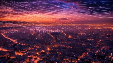 city which is conected with fiber optic cables going generative ai