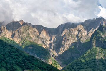 Fototapeta premium Caucasus Mountains in Kazbegi, Georgia