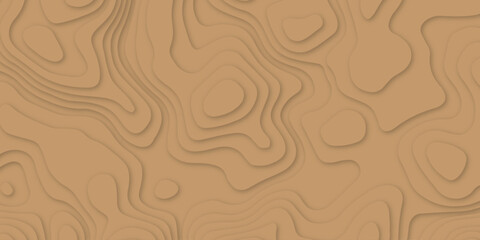 Abstract wavy line 3d paper cut brown background. abstract brown background with smooth wavy layers. silver grid map line topography mount map contour background, geographic grid .