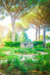Fountain in the park of Ravello village, Amalfi coast of Italy