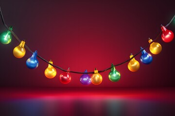 Christmas ornaments bright light garlands decor for holiday and new year.