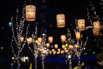 Christmas festive lantern on a fair at night