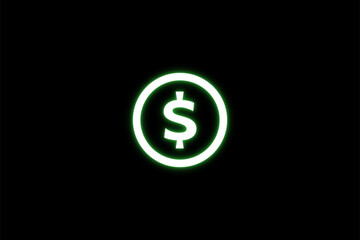 Dollar neon icon vector illustration 