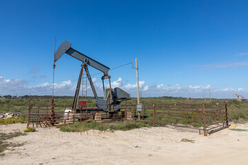 oil field near Galvaston, Texas, at the sea