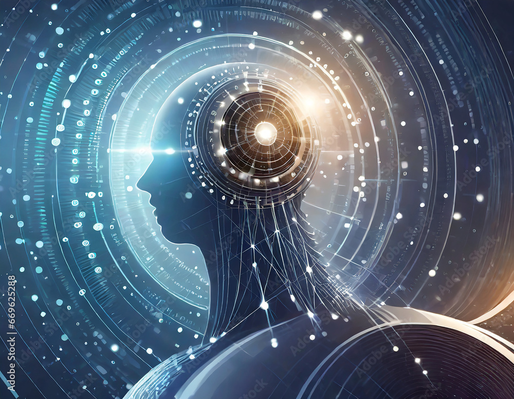 Poster futuristic artificial intelligence ai power digital transformation abstract technology background. i