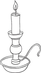 candlestick light flame vector drawing illustration hand drawn