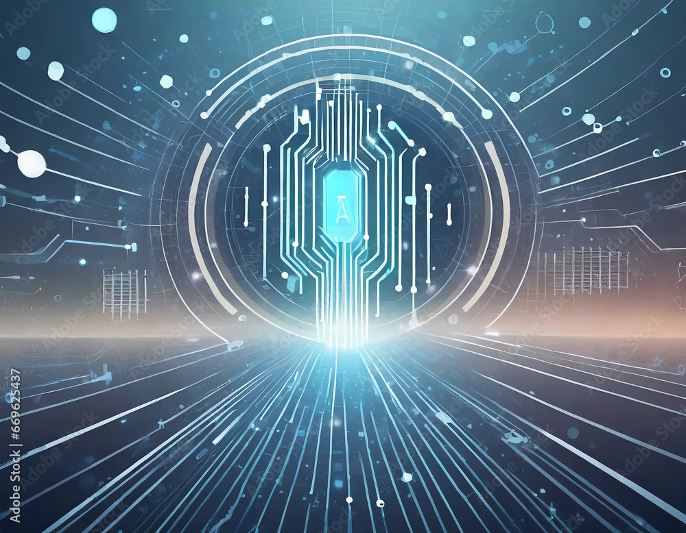 Poster futuristic artificial intelligence ai power digital transformation abstract technology background. i