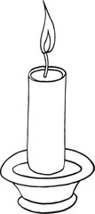 candlestick light flame vector drawing illustration hand drawn