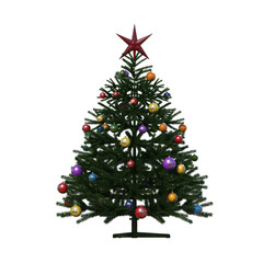 Christmas tree with decorations, isolate on a transparent background, 3d illustration, cg render