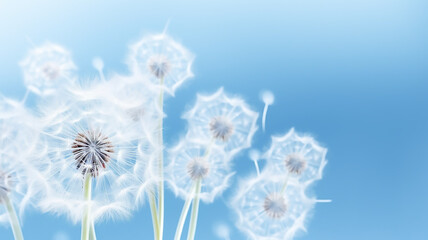 Beautiful fantasy abstract 3D dandelions close up background