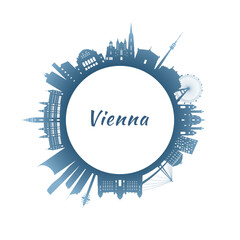 Fototapeta premium Vienna skyline with colorful buildings. Circular style. Stock vector illustration.