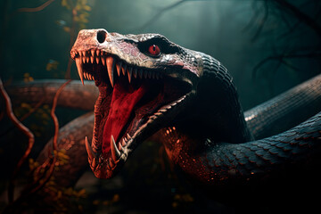 Naklejka premium Snake attack. Reptiles. Generative AI