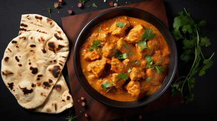 chicken curry serve with naan or plain basmati rice - obrazy, fototapety, plakaty