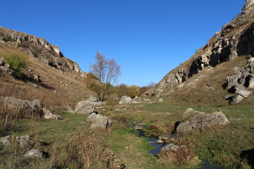A stream running through a rocky area