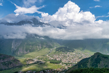 Fototapeta premium Caucasus Mountains in Kazbegi, Georgia