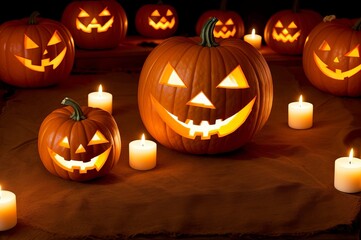 Halloween pumkin designed for halloween background. AI Generated