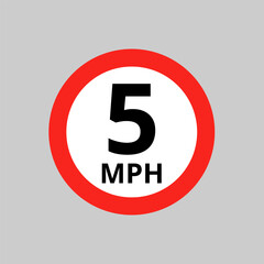 5MPH traffic road sign - obrazy, fototapety, plakaty