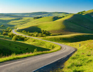 Road Through Rolling Green Hills