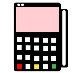 Pos machine or payment machine with white background. 