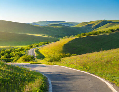 Road Through Rolling Green Hills