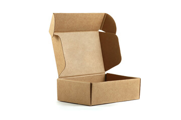 cardboard packaging craft box for gifts or transportation isolated on white background