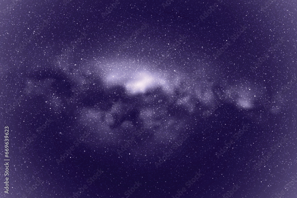 Sticker night starry sky and milky way. monochrome cold blue space background