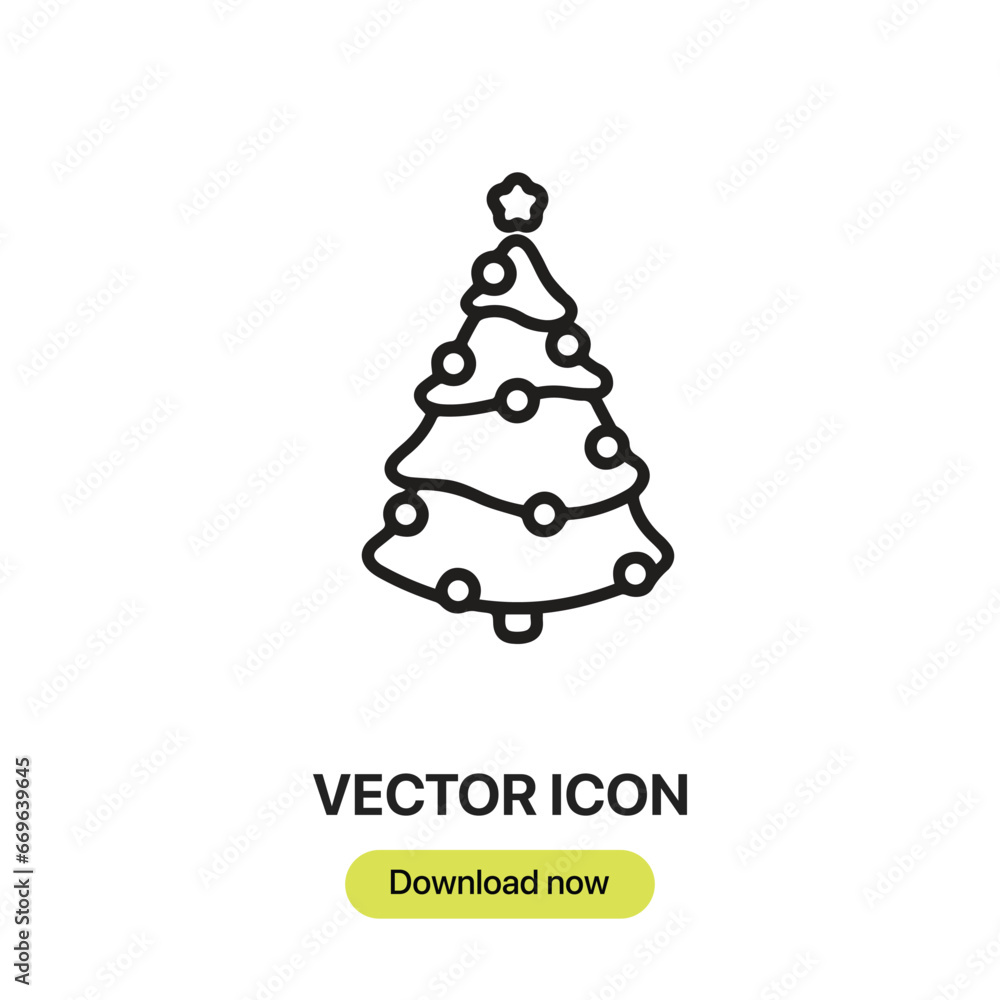 Poster christmas tree icon vector. linear-style sign for mobile concept and web design. christmas tree symb