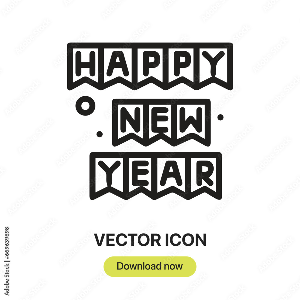 Poster happy new year icon vector. linear-style sign for mobile concept and web design. happy new year symb
