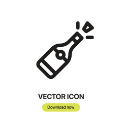 Champagne icon vector. Linear-style sign for mobile concept and web design. Champagne symbol illustration. Pixel vector graphics - Vector.