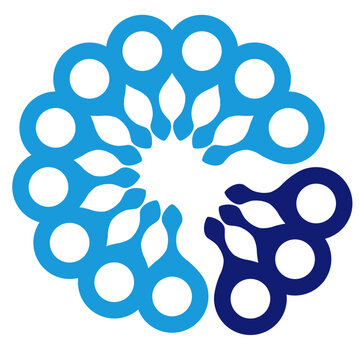 Blue flower, blue round logo, round logo, blue logo logotype, logography, round, circles, floral, bloom