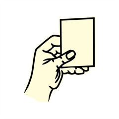 line art illustration of a hand holding a card for a sticker