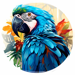 Obraz premium black beak tropical blue bird illustration