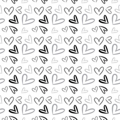 Heart shape vector seamless pattern doodle abstract background illustration