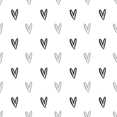 Heart shape vector seamless pattern doodle abstract background illustration