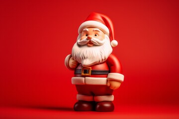 small santa claus toy in red background