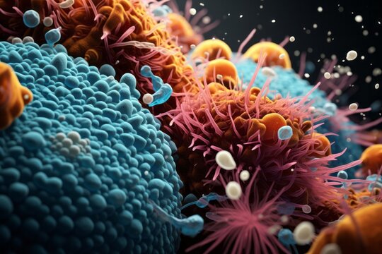 microscopic view of microorganisms and microbs