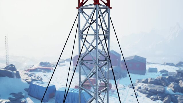 View of old antarctic base at South Pole Station in Antarctica