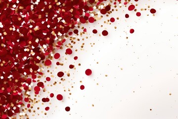Festive Celebration with Vibrant Red and Shimmering Gold Confetti Created With Generative AI Technology